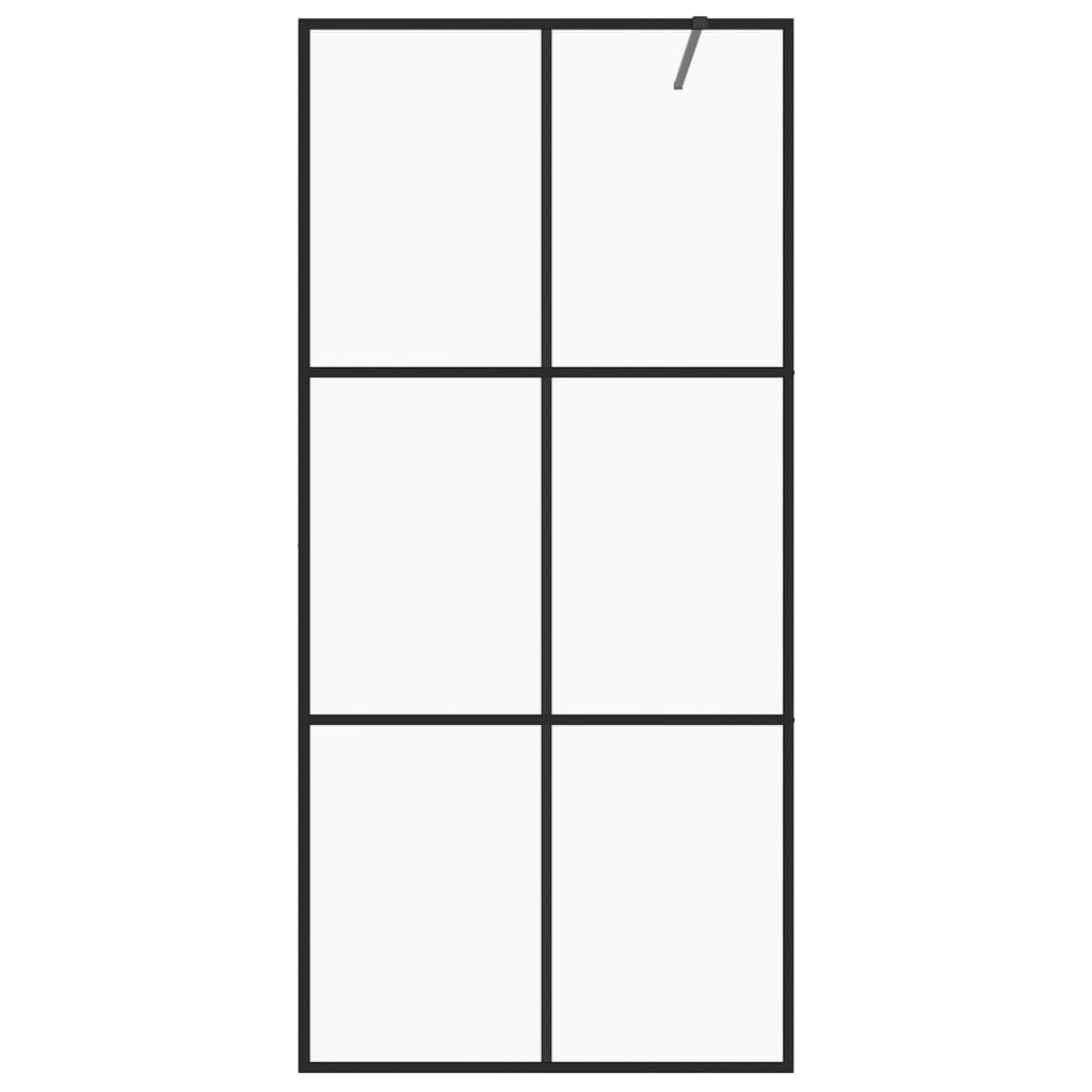 Parete per Doccia Walk-in Vetro Trasparente ESG Nera 100x195 cm