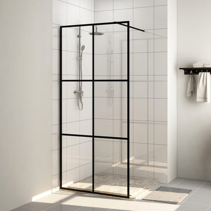 Parete per Doccia Walk-in Vetro Trasparente ESG Nera 100x195 cm