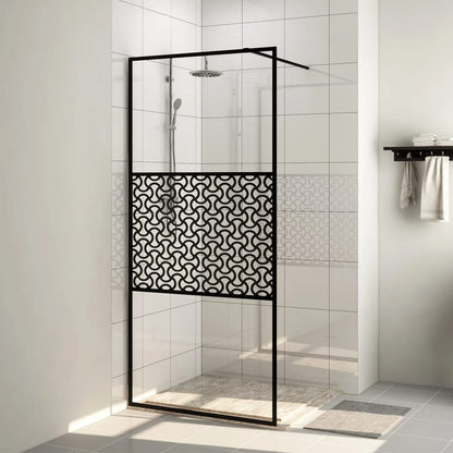 Parete per Doccia Walk-in Vetro Trasparente ESG 90x195 cm Nera