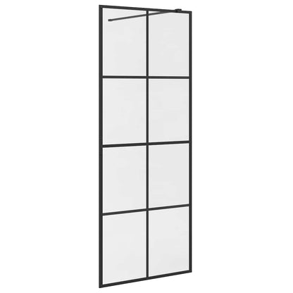 Parete per Doccia Walk-in Vetro Trasparente ESG 80x195 cm Nera