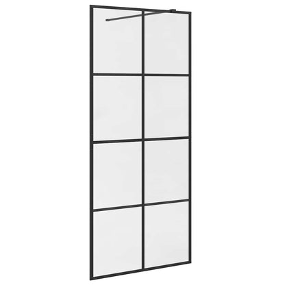 Parete per Doccia Walk-in Vetro Trasparente ESG 90x195 cm Nera