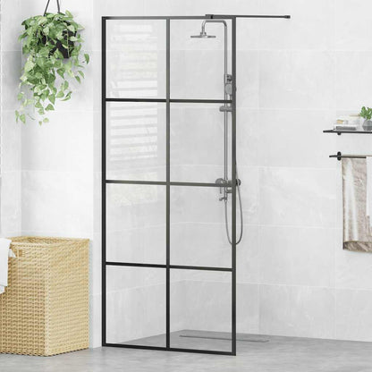 Parete per Doccia Walk-in Vetro Trasparente ESG 90x195 cm Nera