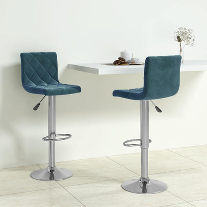 Sgabelli da Bar 2 pz Blu in Velluto
