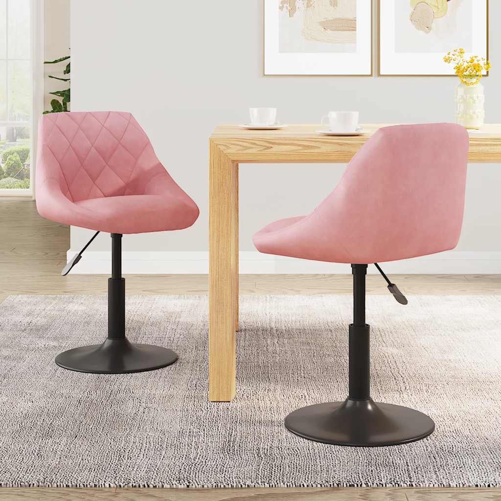 Sedie da Pranzo Girevoli 2 pz Rosa in Velluto