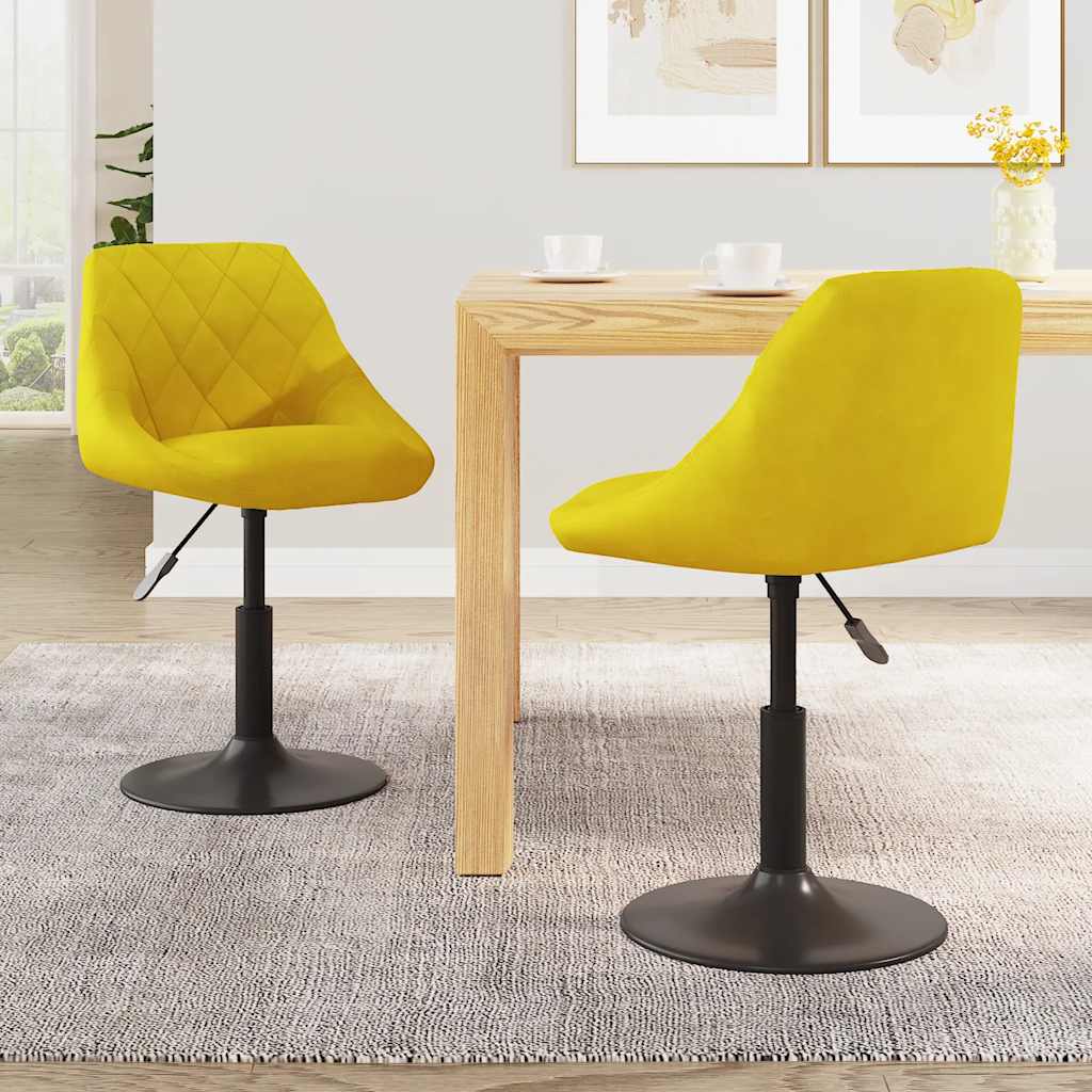 Sedie da Pranzo Girevoli 2 pz Giallo Senape in Velluto