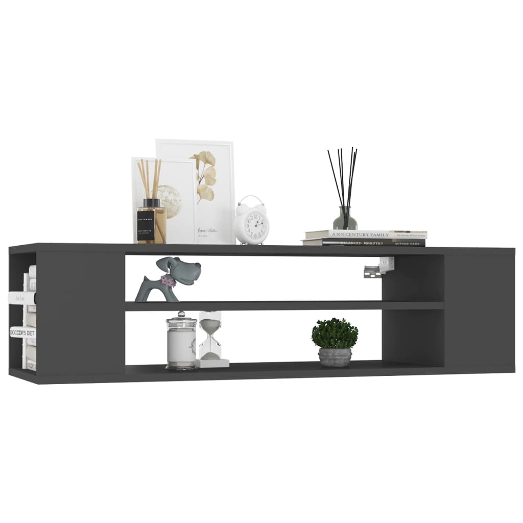 Mobile Porta TV Pensile Grigio 100x30x26,5 cm Legno Multistrato