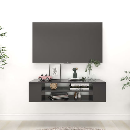 Mobile Porta TV Pensile Grigio 100x30x26,5 cm Legno Multistrato