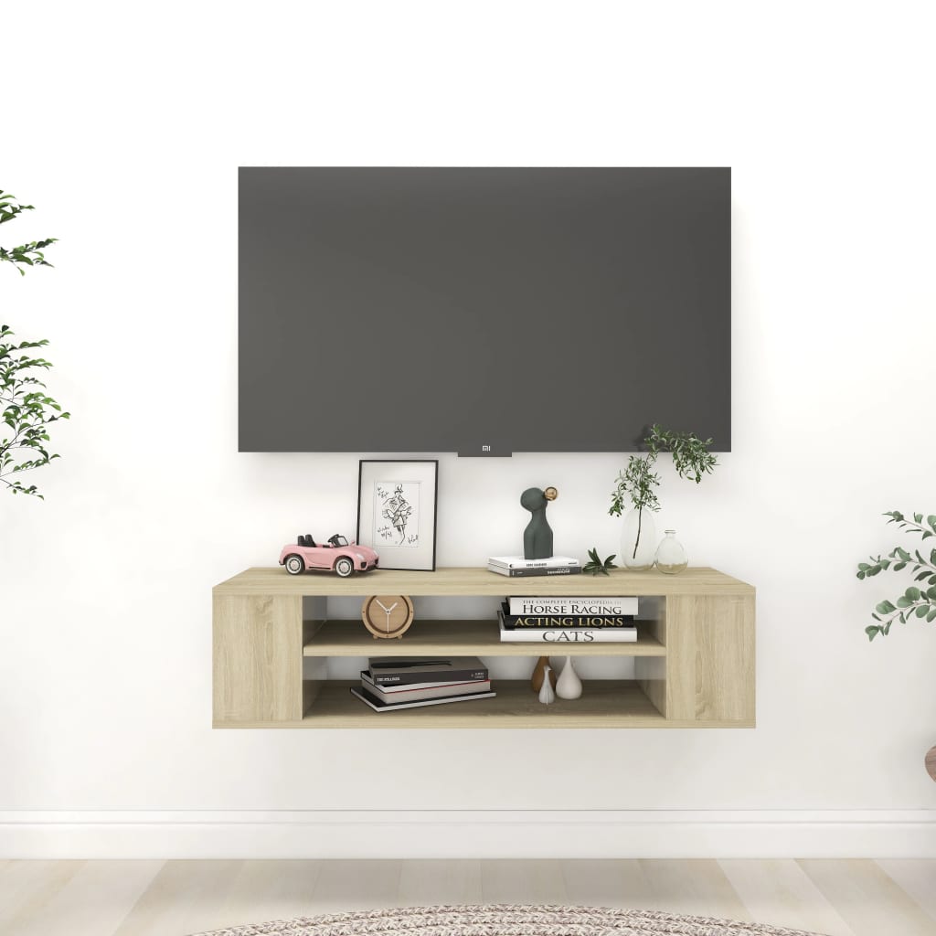 Mobile TV Pensile Rovere Sonoma 100x30x26,5cm Legno Multistrato