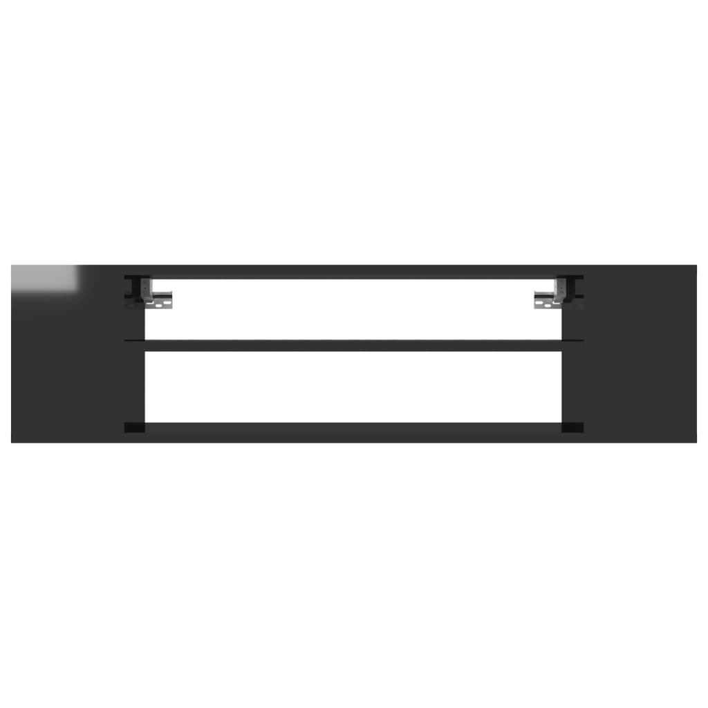Mobile TV Pensile Nero Lucido 100x30x26,5 cm Legno Multistrato