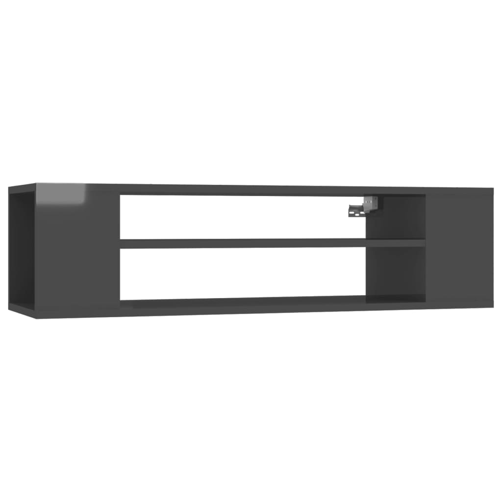 Mobile TV Pensile Grigio Lucido 100x30x26,5cm Legno Multistrato