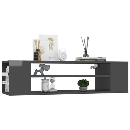 Mobile TV Pensile Grigio Lucido 100x30x26,5cm Legno Multistrato