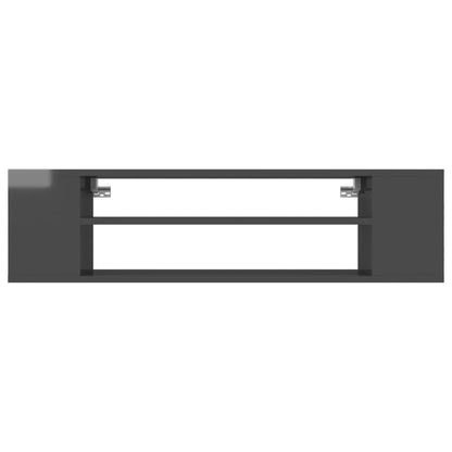 Mobile TV Pensile Grigio Lucido 100x30x26,5cm Legno Multistrato