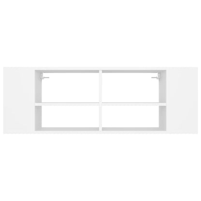 Armadietto TV da Parete Bianco 102x35x35cm in Legno Multistrato