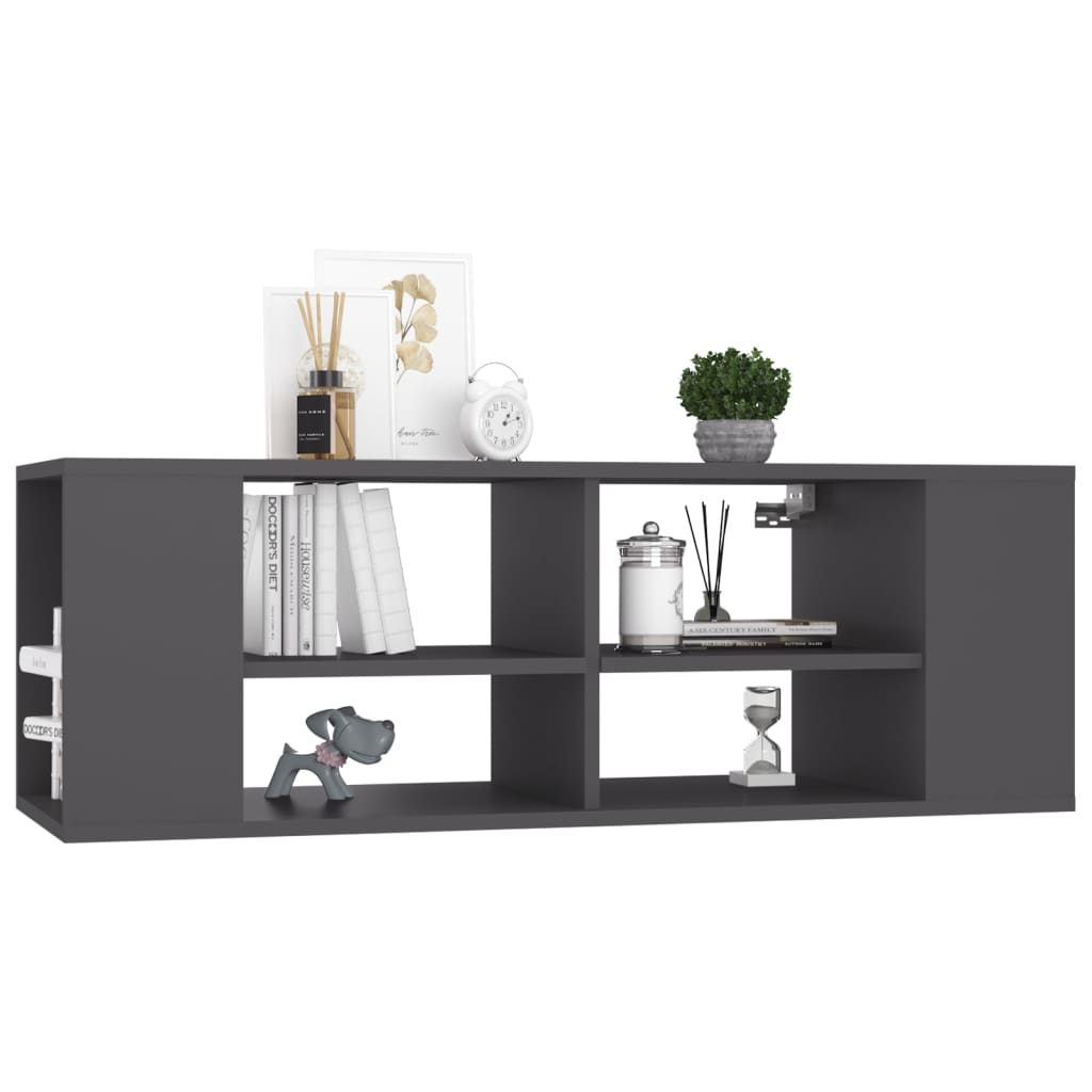 Mobile TV da Parete Grigio 102x35x35 cm in Legno Multistrato