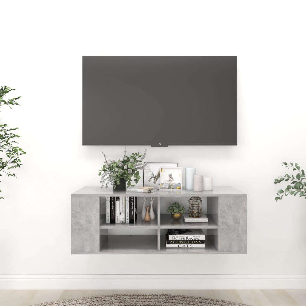 Mobile TV Parete Grigio Cemento 102x35x35 cm Legno Multistrato