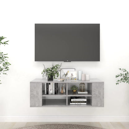Mobile TV Parete Grigio Cemento 102x35x35 cm Legno Multistrato