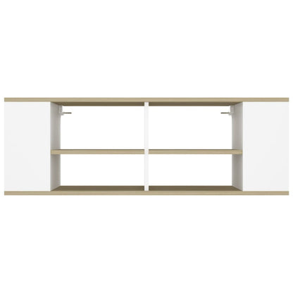 Mobile TV Parete Bianco Rovere Sonoma 102x35x35 cm Multistrato