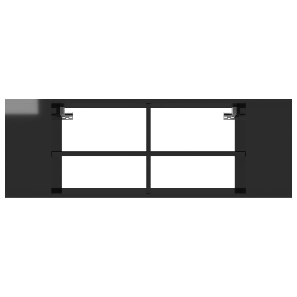 Mobile TV da Parete Nero Lucido 102x35x35 cm Legno Multistrato