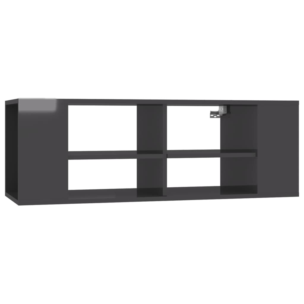 Mobile TV da Parete Grigio Lucido 102x35x35cm Legno Multistrato