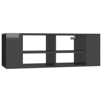Mobile TV da Parete Grigio Lucido 102x35x35cm Legno Multistrato