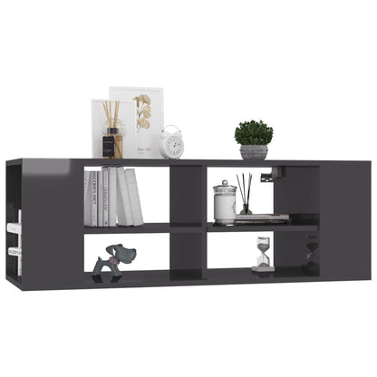Mobile TV da Parete Grigio Lucido 102x35x35cm Legno Multistrato