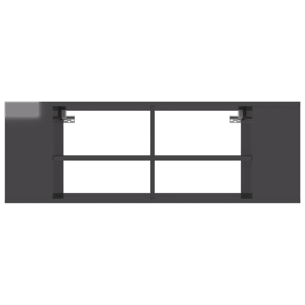 Mobile TV da Parete Grigio Lucido 102x35x35cm Legno Multistrato