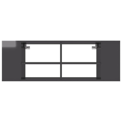 Mobile TV da Parete Grigio Lucido 102x35x35cm Legno Multistrato