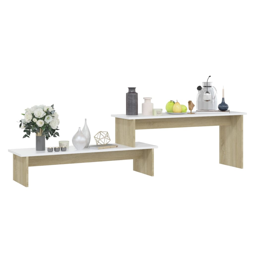 Mobile TV Rovere Sonoma e Bianco 180x30x43 cm Legno Multistrato