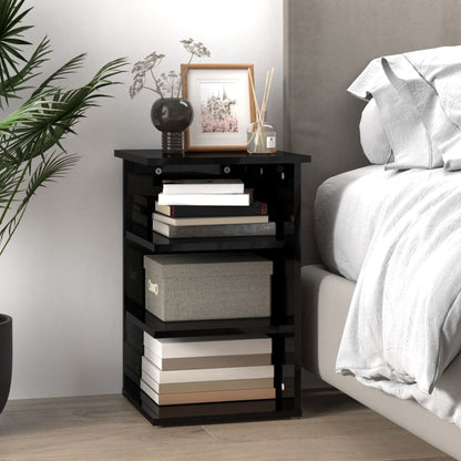 Credenza Nero Lucido 35x35x55 cm in Legno Multistrato