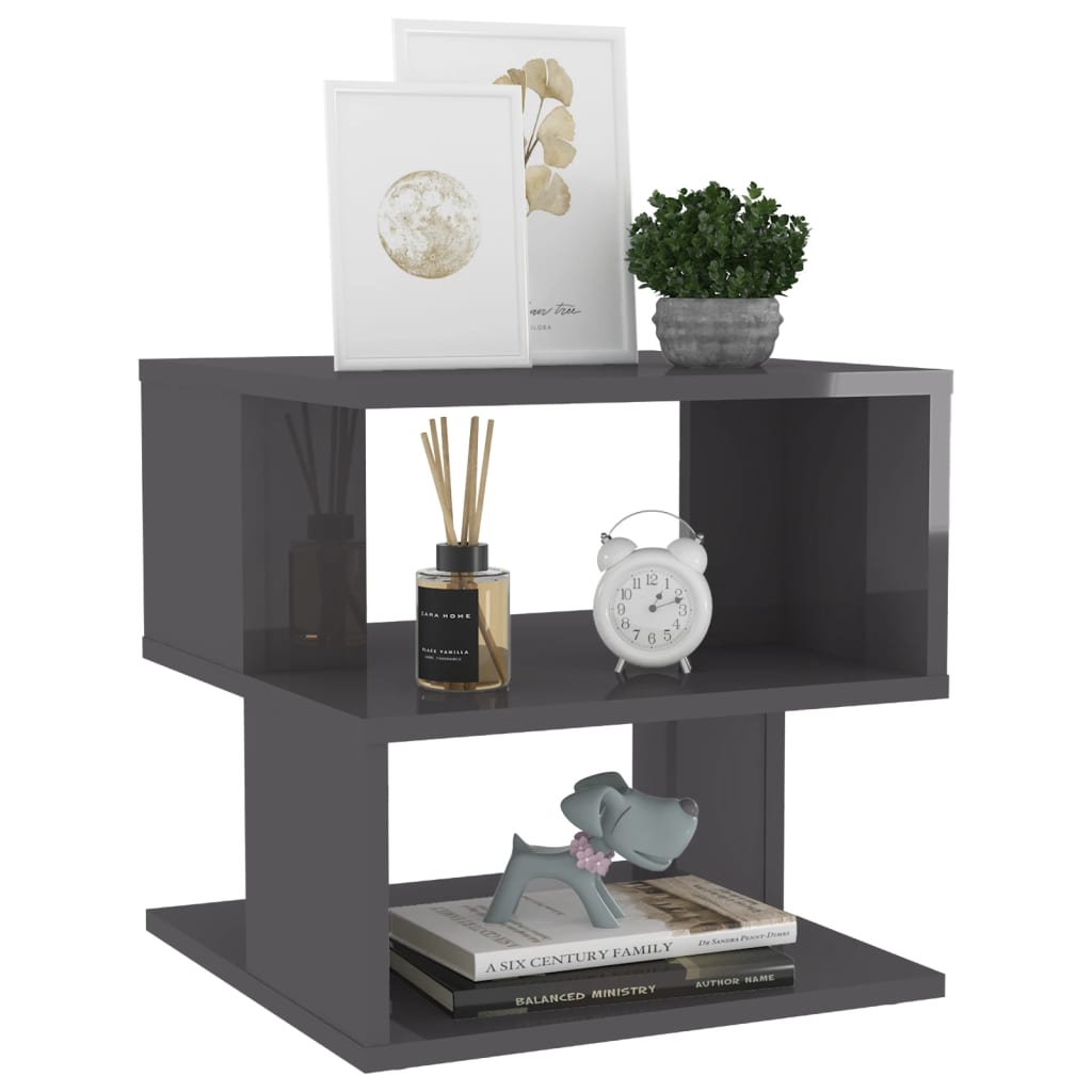 Tavolino Grigio Lucido 40x40x40 cm in Legno Multistrato
