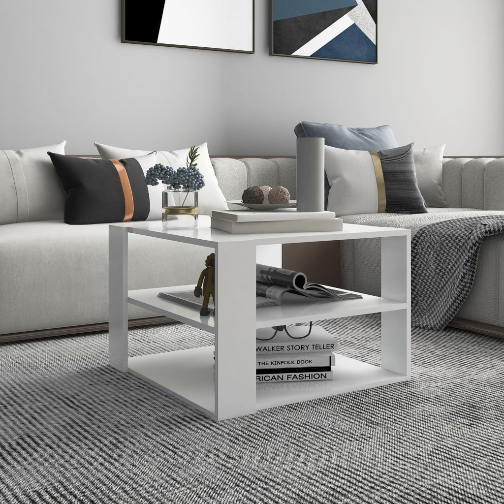 Tavolino da Salotto Bianco 60x60x40 cm in Legno Multistrato