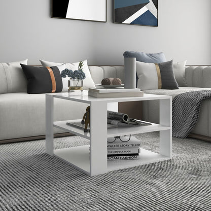 Tavolino da Salotto Bianco 60x60x40 cm in Legno Multistrato