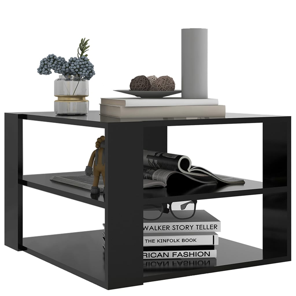 Tavolino da Salotto Nero 60x60x40 cm in Legno Multistrato