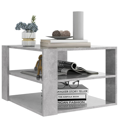 Tavolino da Salotto Grigio Cemento 60x60x40cm Legno Multistrato