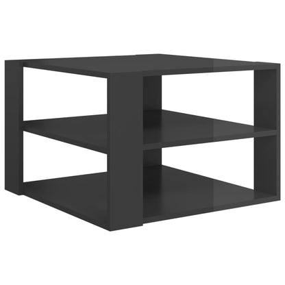 Tavolino da Salotto Grigio Lucido 60x60x40 cm Legno Multistrato
