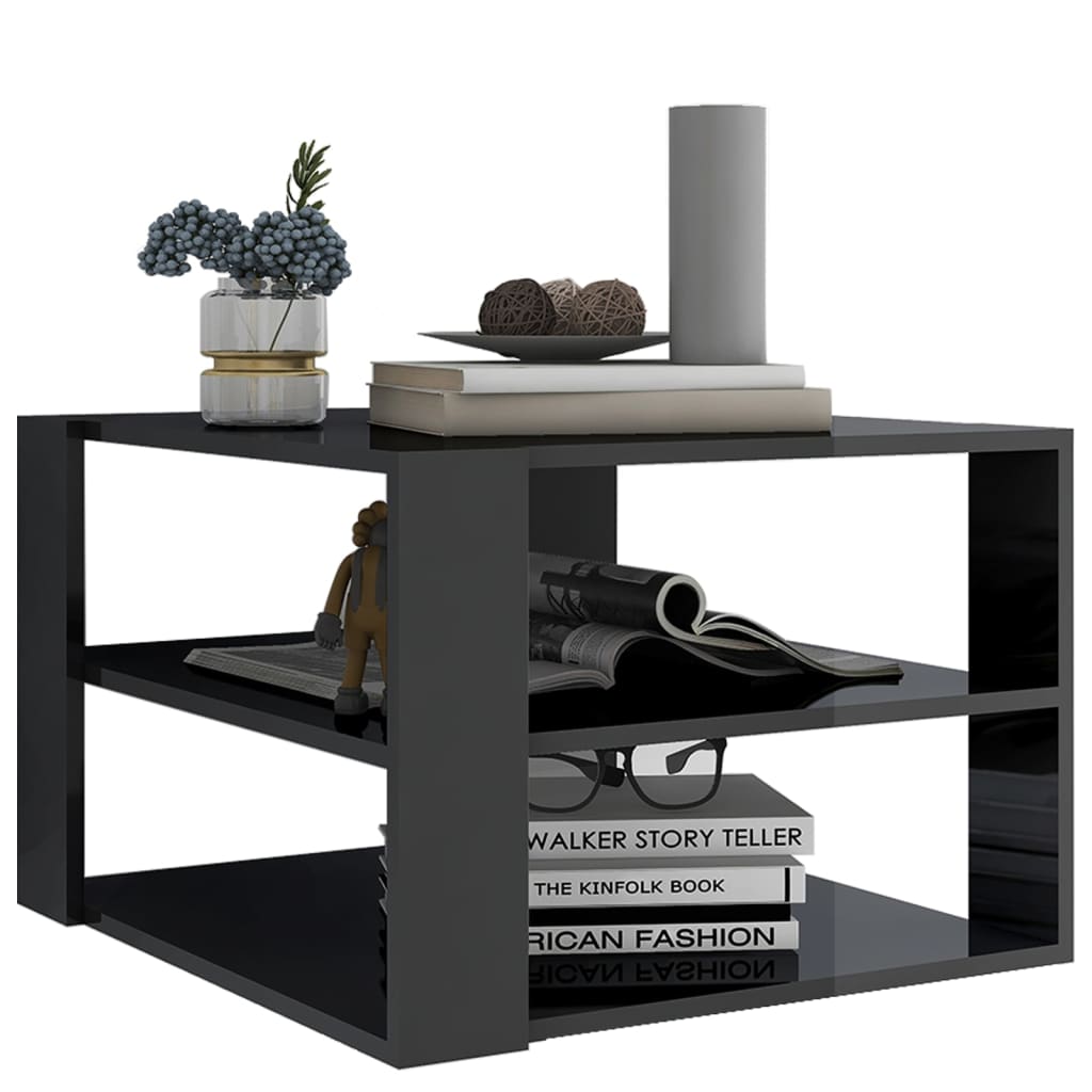 Tavolino da Salotto Grigio Lucido 60x60x40 cm Legno Multistrato
