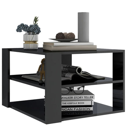 Tavolino da Salotto Grigio Lucido 60x60x40 cm Legno Multistrato