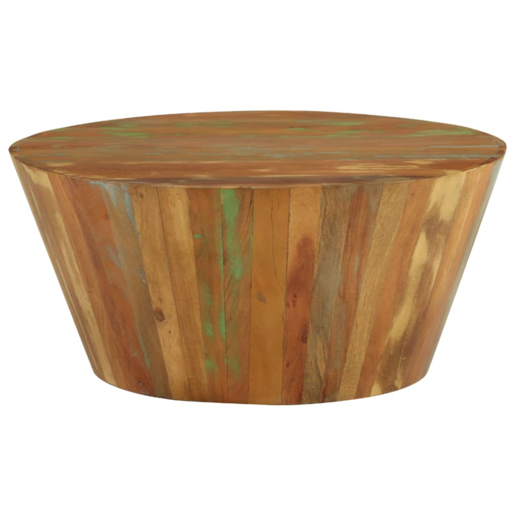 Tavolino da Salotto Ã˜65x31 cm in Legno Massello di Recupero