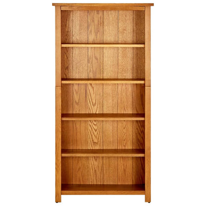 Libreria a 5 Ripiani 70x22x140 cm in Legno Massello di Rovere