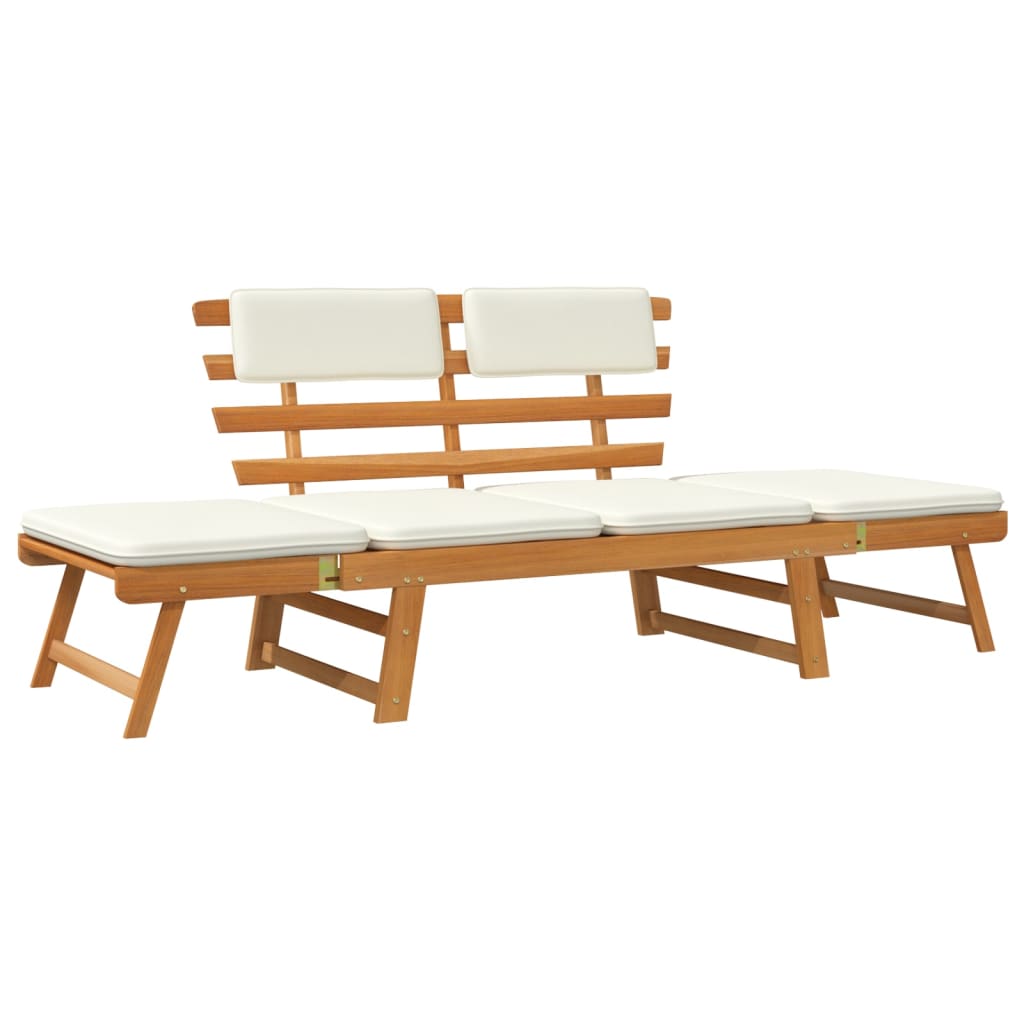Panca da Giardino con Cuscini 2-in-1 190 cm in Acacia Massello
