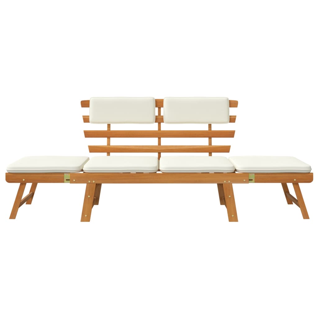 Panca da Giardino con Cuscini 2-in-1 190 cm in Acacia Massello