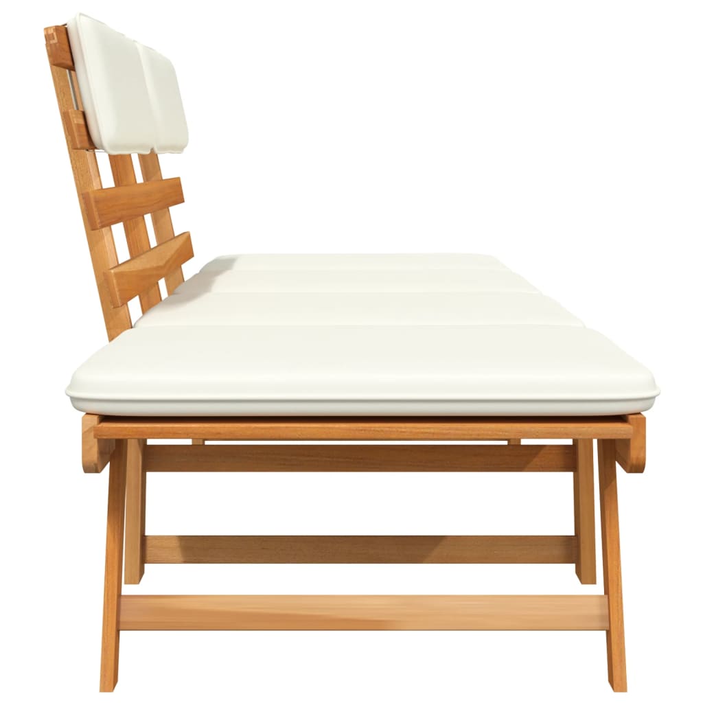 Panca da Giardino con Cuscini 2-in-1 190 cm in Acacia Massello