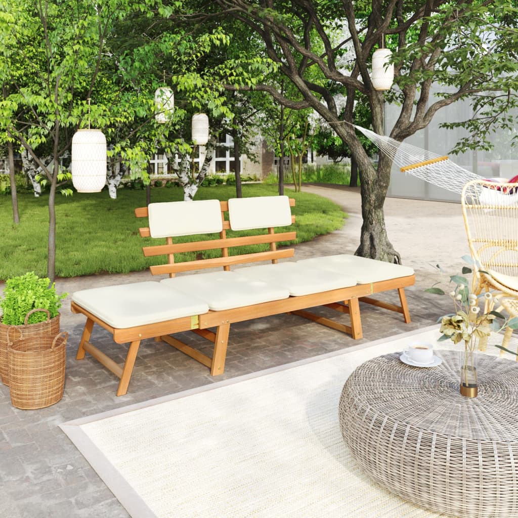 Panca da Giardino con Cuscini 2-in-1 190 cm in Acacia Massello