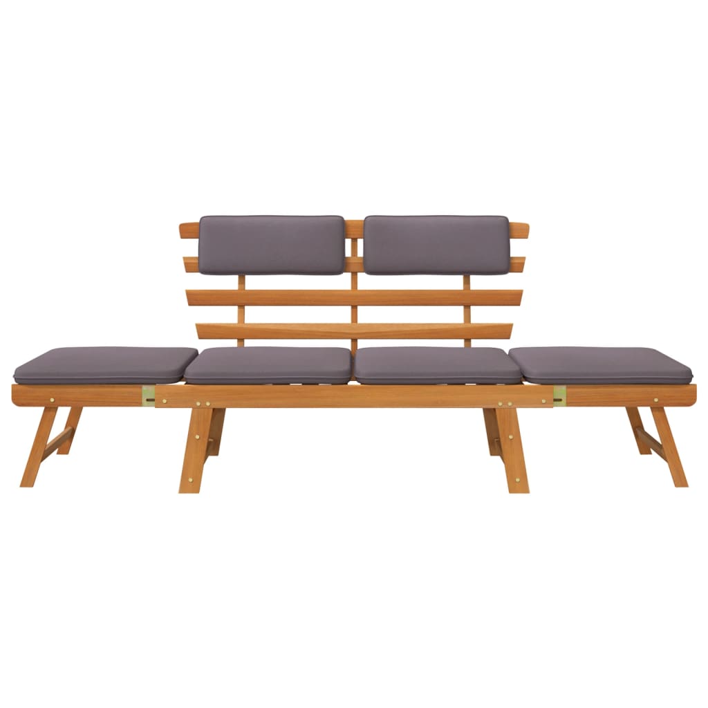 Panca da Giardino con Cuscini 2-in-1 190 cm in Acacia Massello