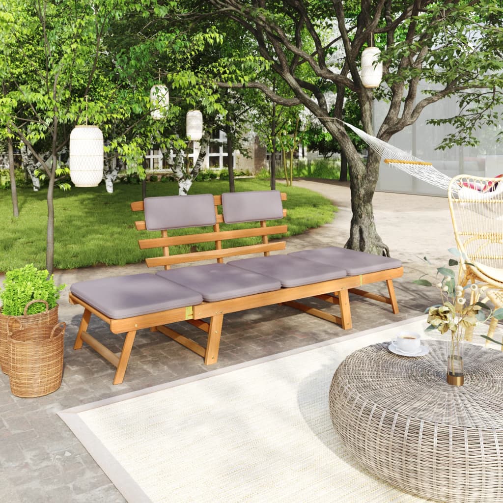 Panca da Giardino con Cuscini 2-in-1 190 cm in Acacia Massello