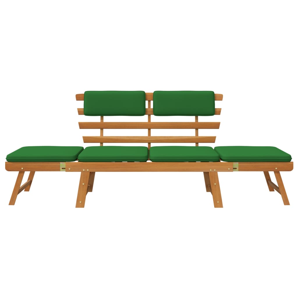 Panca da Giardino con Cuscini 2-in-1 190 cm in Acacia Massello