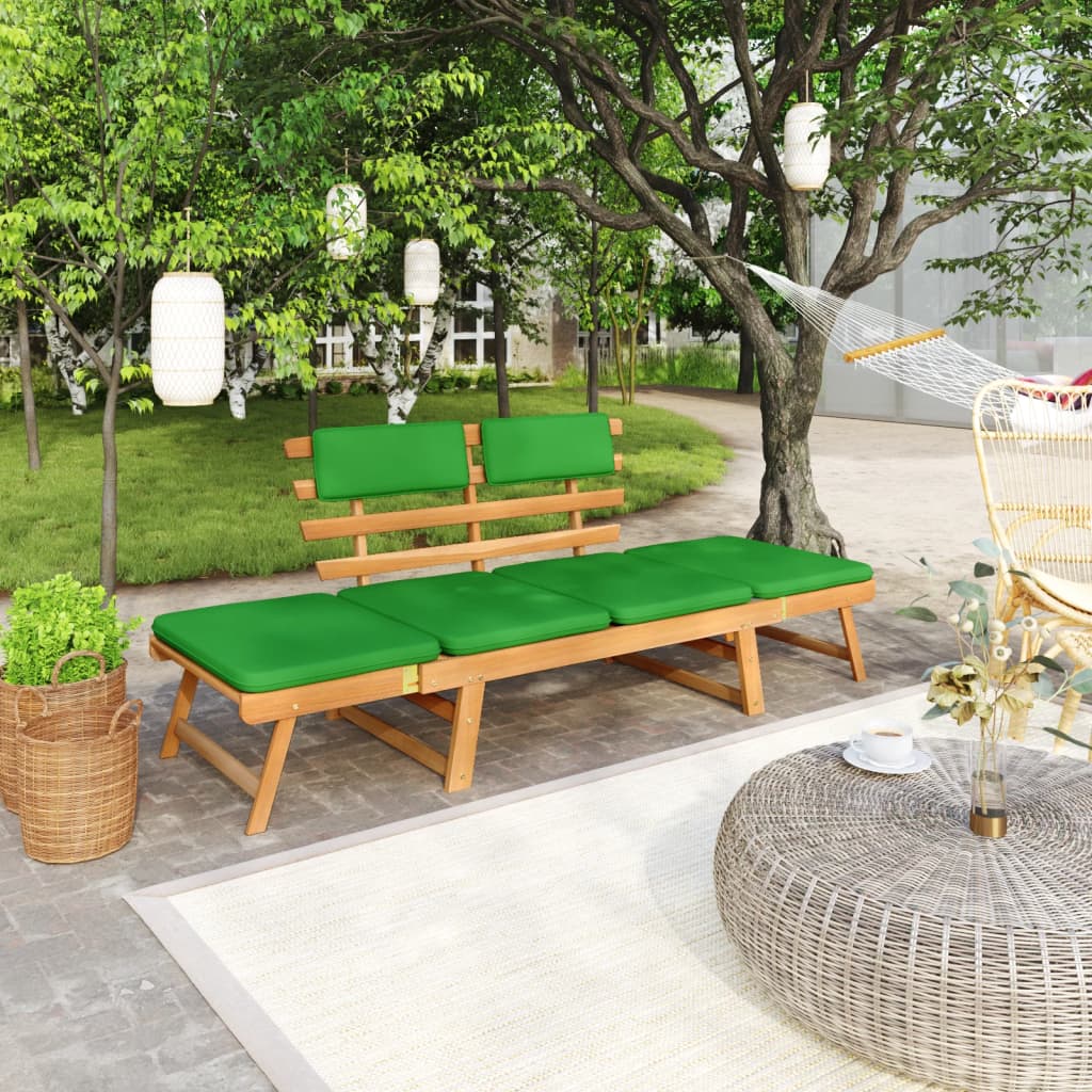Panca da Giardino con Cuscini 2-in-1 190 cm in Acacia Massello