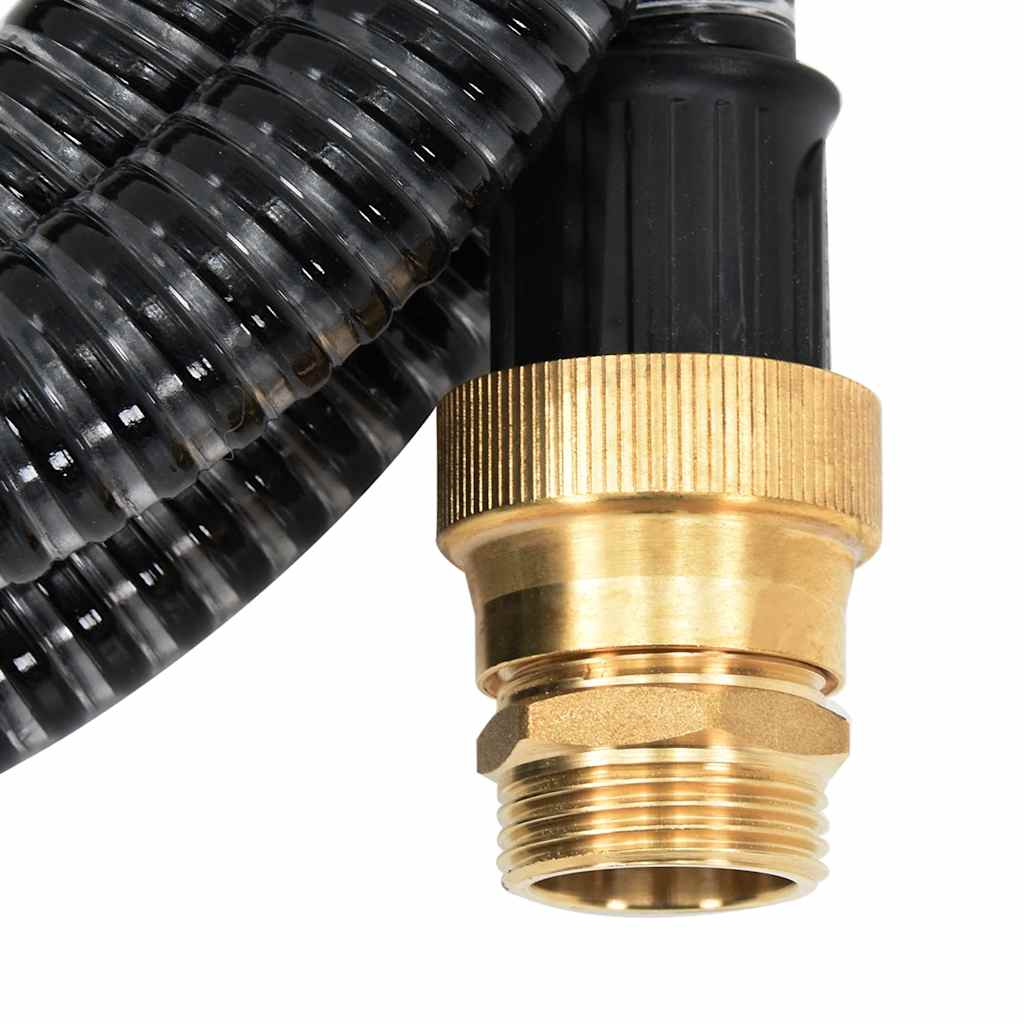 Tubo di Aspirazione con Raccordi in Ottone Nero 1,1" 7 m PVC