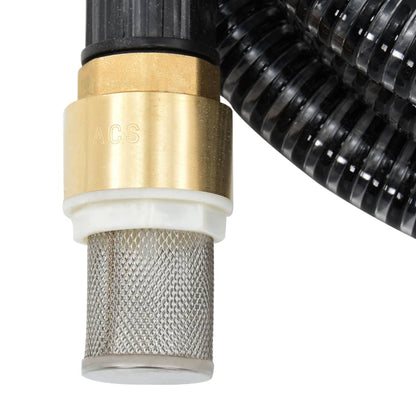 Tubo di Aspirazione con Raccordi in Ottone Nero 1,1" 20 m PVC