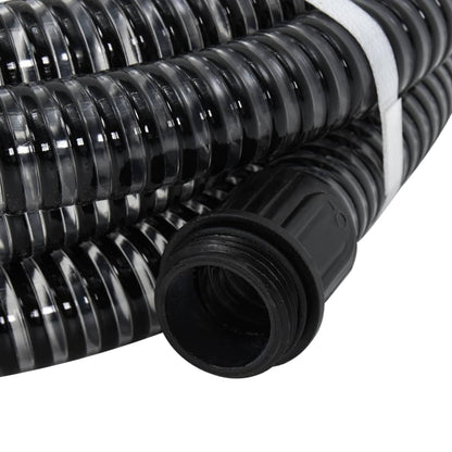Tubo di Aspirazione con Raccordi in Ottone Nero 1,1" 25 m PVC